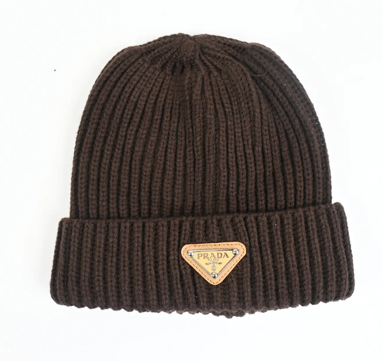 Brown rib style beanie