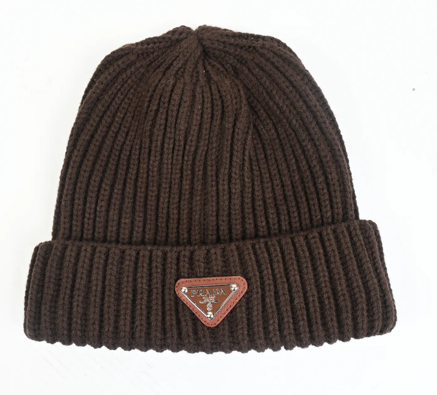 Brown rib style beanie