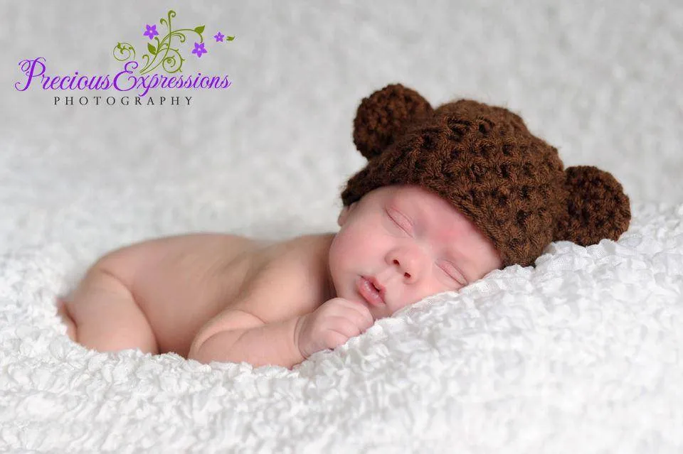 Brown Teddy Bear Newborn Hat