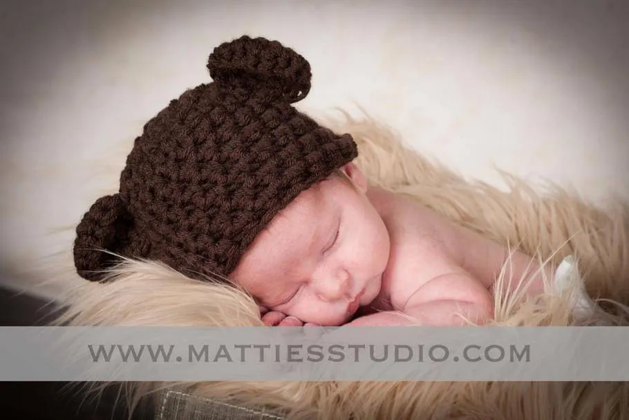 Brown Teddy Bear Newborn Hat