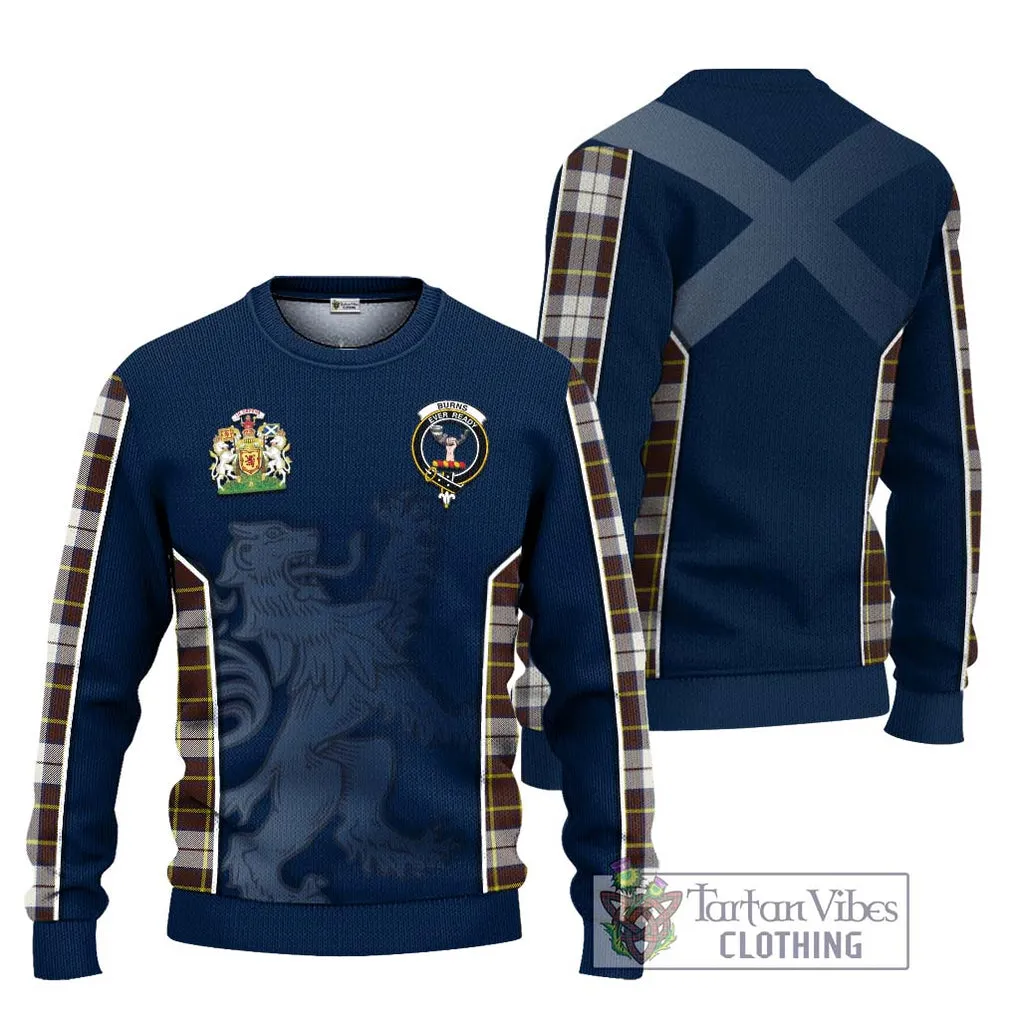 Burns Battalion Weathered Tartan Ugly Sweater with Family Crest and Lion Rampant Vibes Sport Style