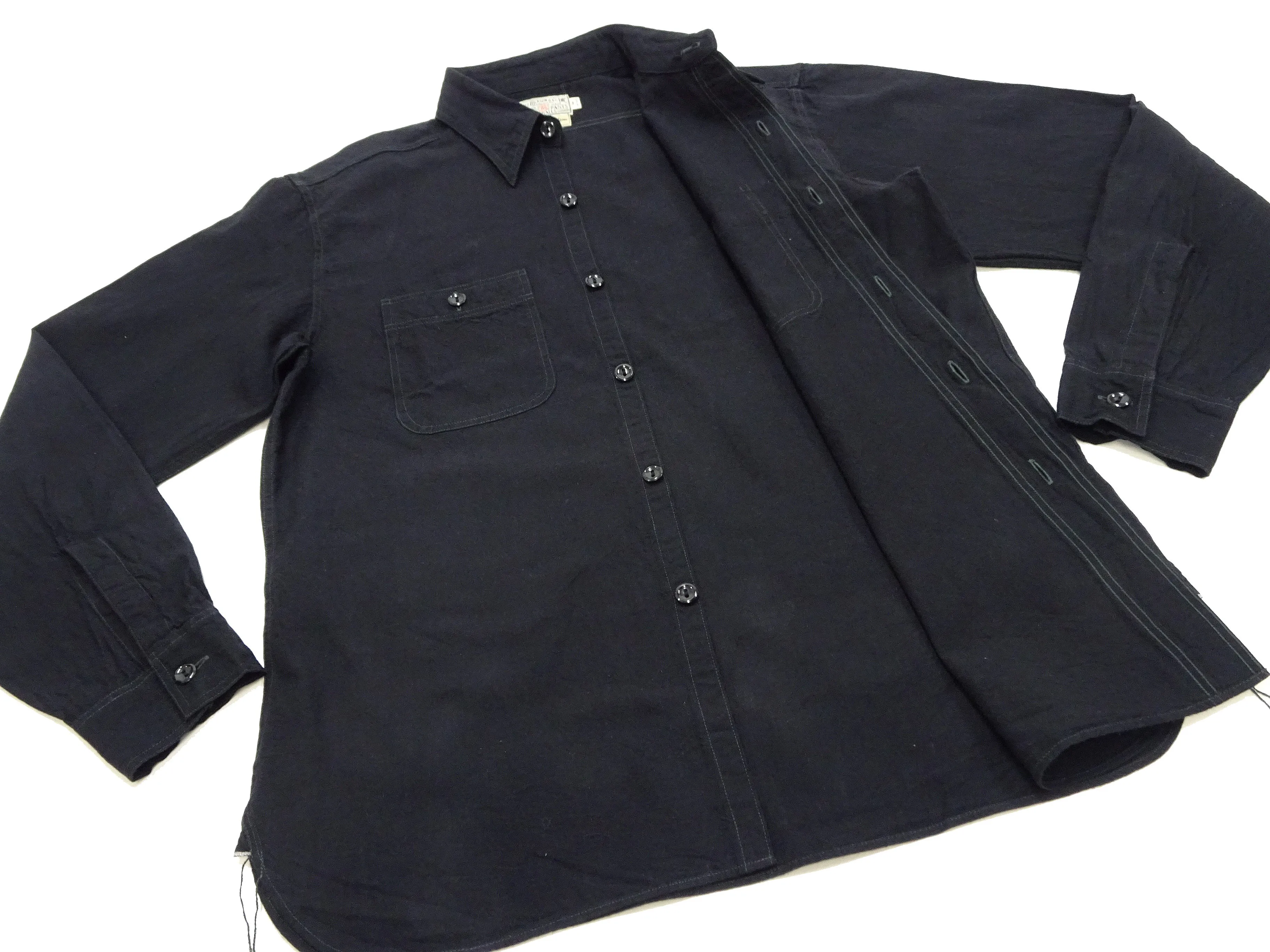 Buzz Rickson Shirt Men's William Gibson Plain Long Sleeve Chambray Shirt BR29143 Black