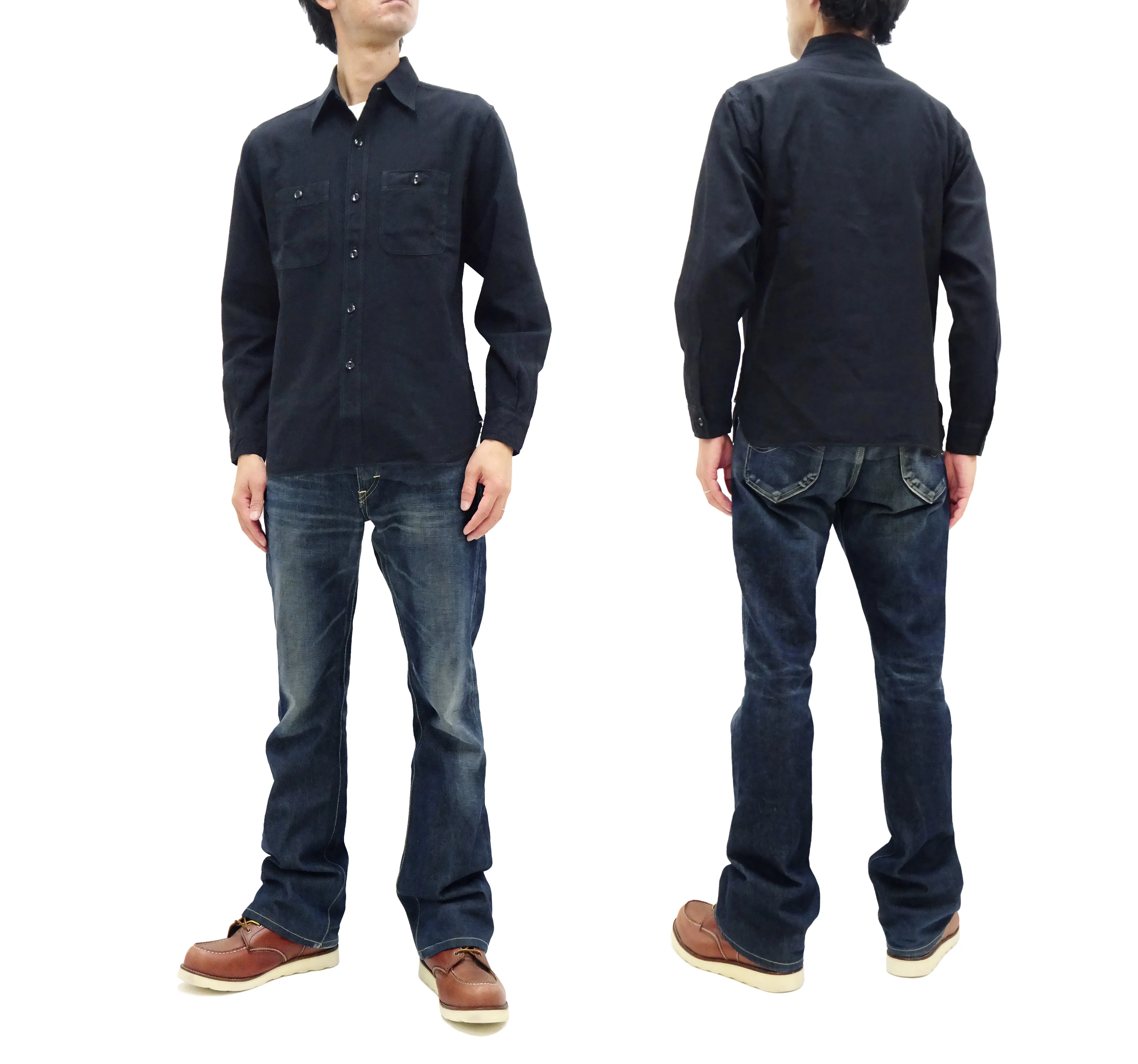 Buzz Rickson Shirt Men's William Gibson Plain Long Sleeve Chambray Shirt BR29143 Black