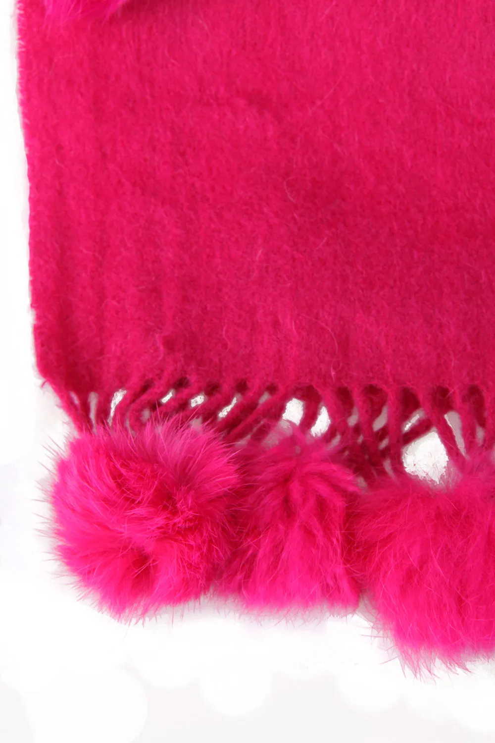 Cashmere & Wool Shawl With Multiple Fur Pom Poms