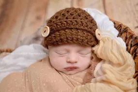 Chocolate Brown Newborn Newsboy Hat