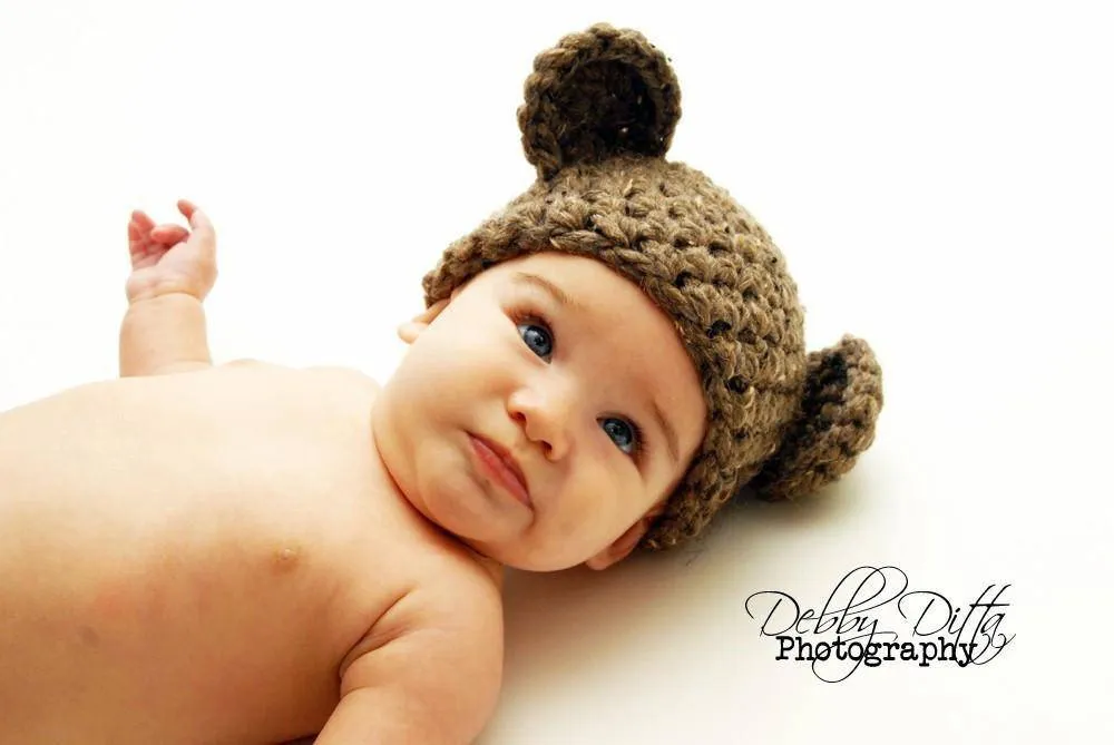 Chunky Brown Newborn Teddy Bear Hat