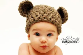 Chunky Brown Newborn Teddy Bear Hat