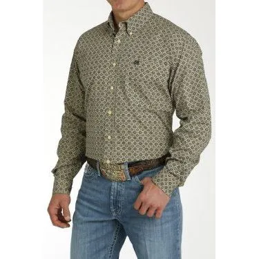 CINCH MEN'S MEDALLION PRINT BUTTON-DOWN WESTERN SHIRT - GOLD