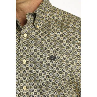 CINCH MEN'S MEDALLION PRINT BUTTON-DOWN WESTERN SHIRT - GOLD