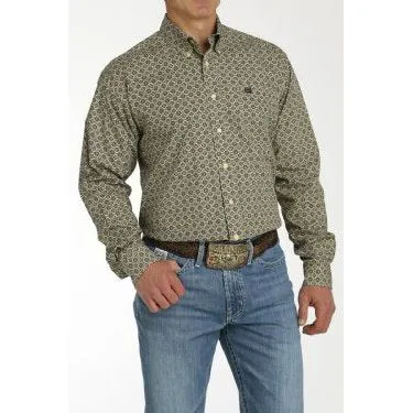 CINCH MEN'S MEDALLION PRINT BUTTON-DOWN WESTERN SHIRT - GOLD