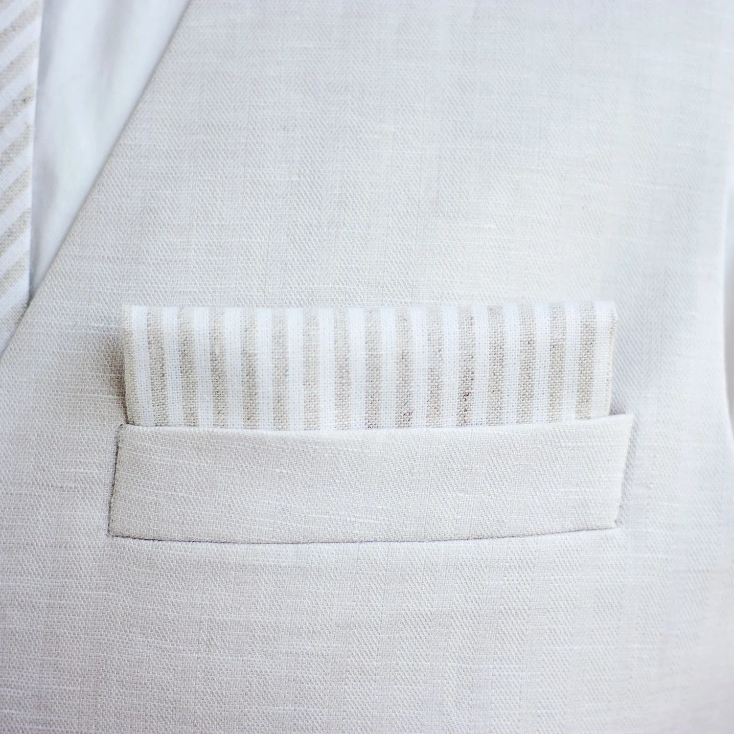 Classic Hair Bow Clip Or Headband / Natural Linen Stripe