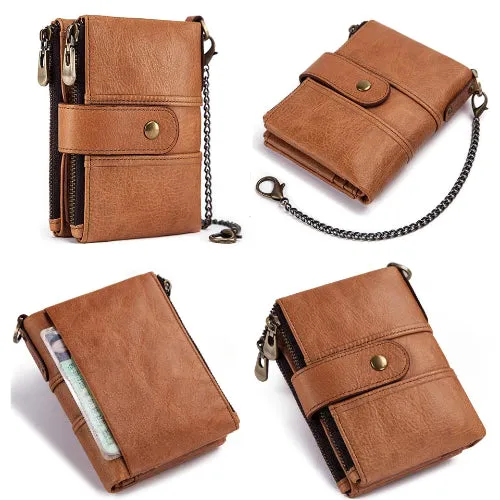 Classy Men Leather Chain Wallet - 2 Colors