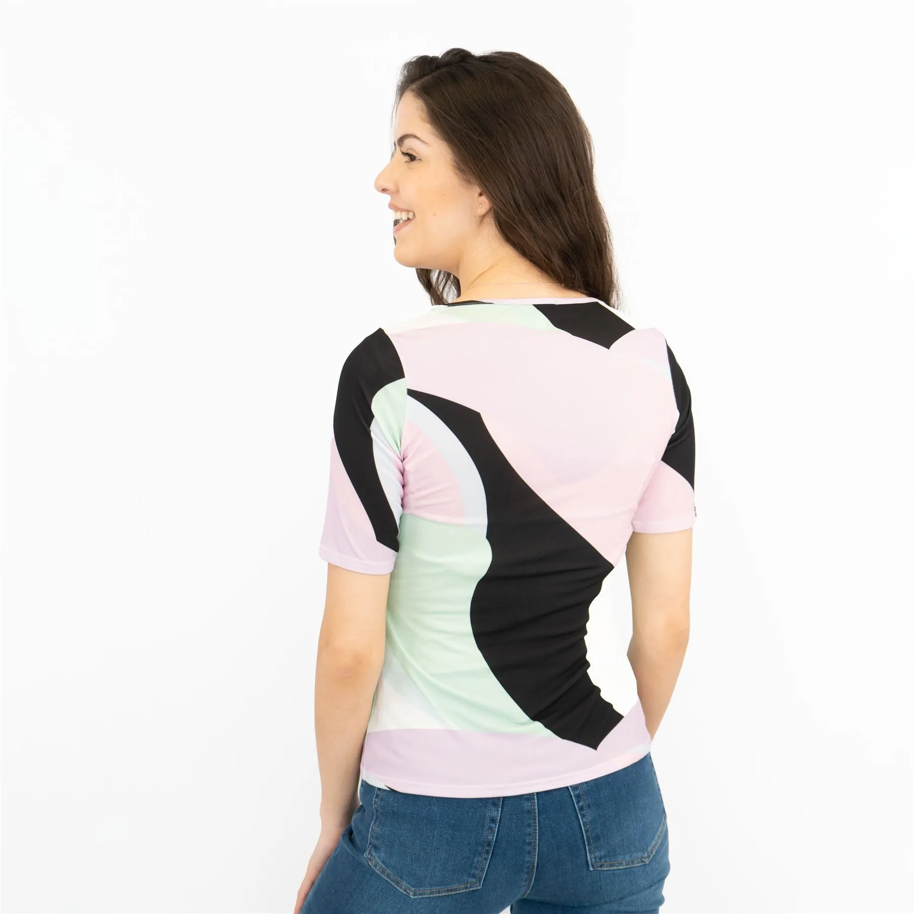 Coast Colour Block Short Sleeve Square Neck Tops