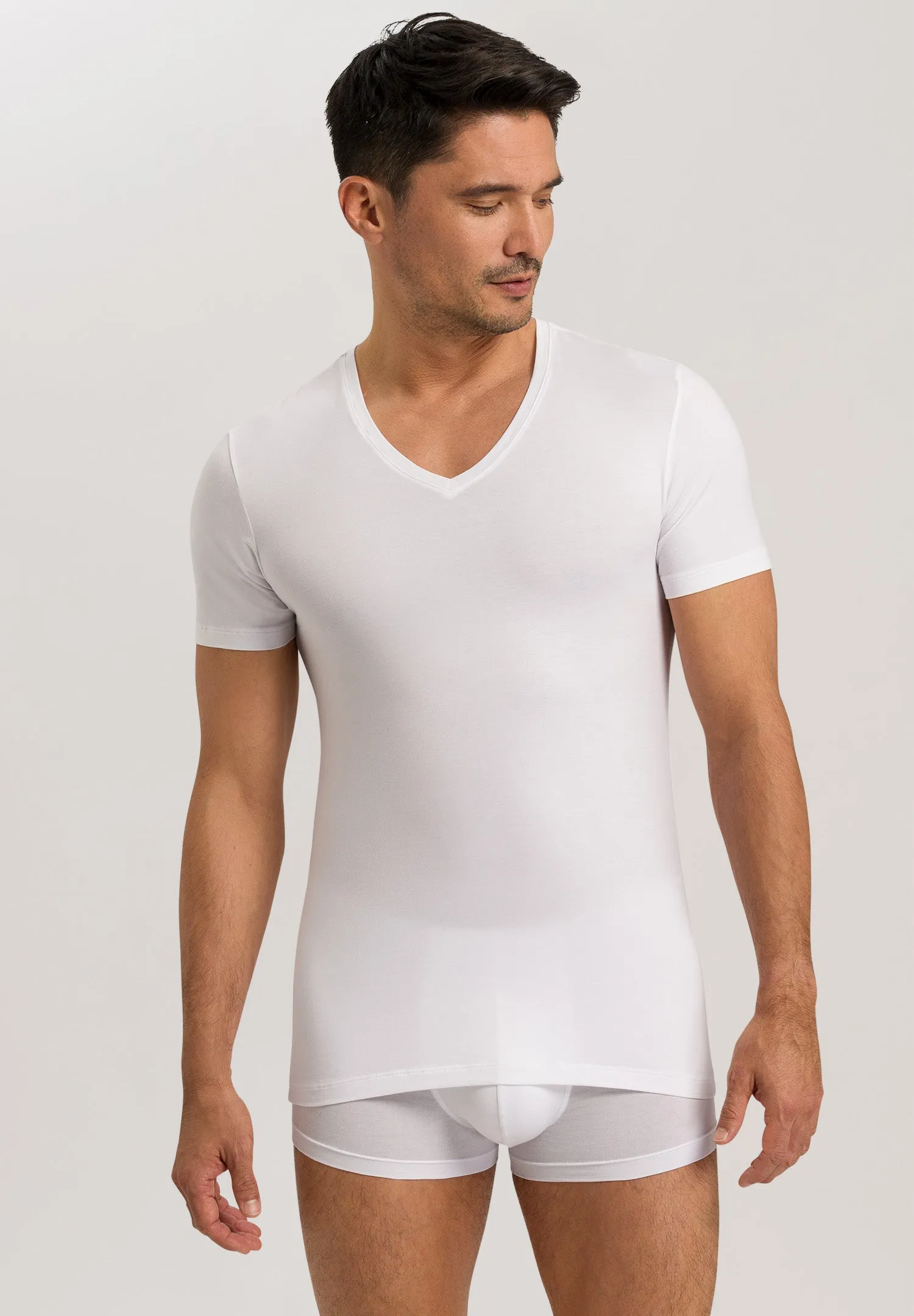 Cotton Superior Egyptian Cotton V-Neck Fitted T-Shirt | White 73089-101