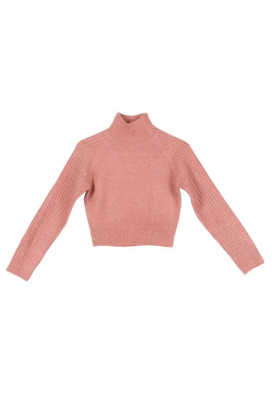 Crop mock neck sweater