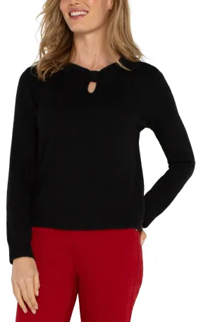 Cut Out Bow Neck Sweater in Black