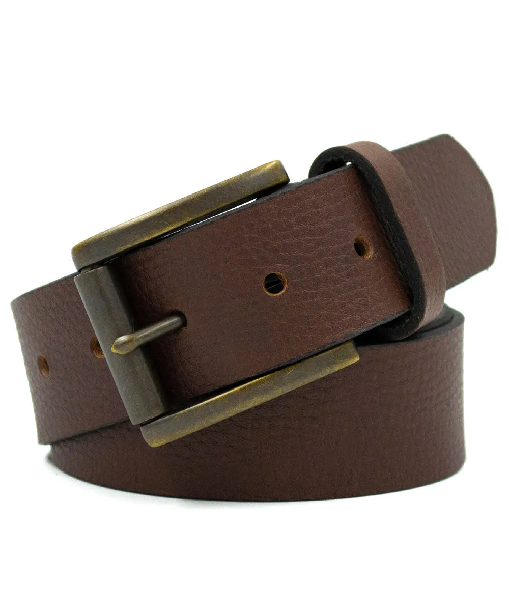 Dave's New York Pebbled Leather Belt - Brown