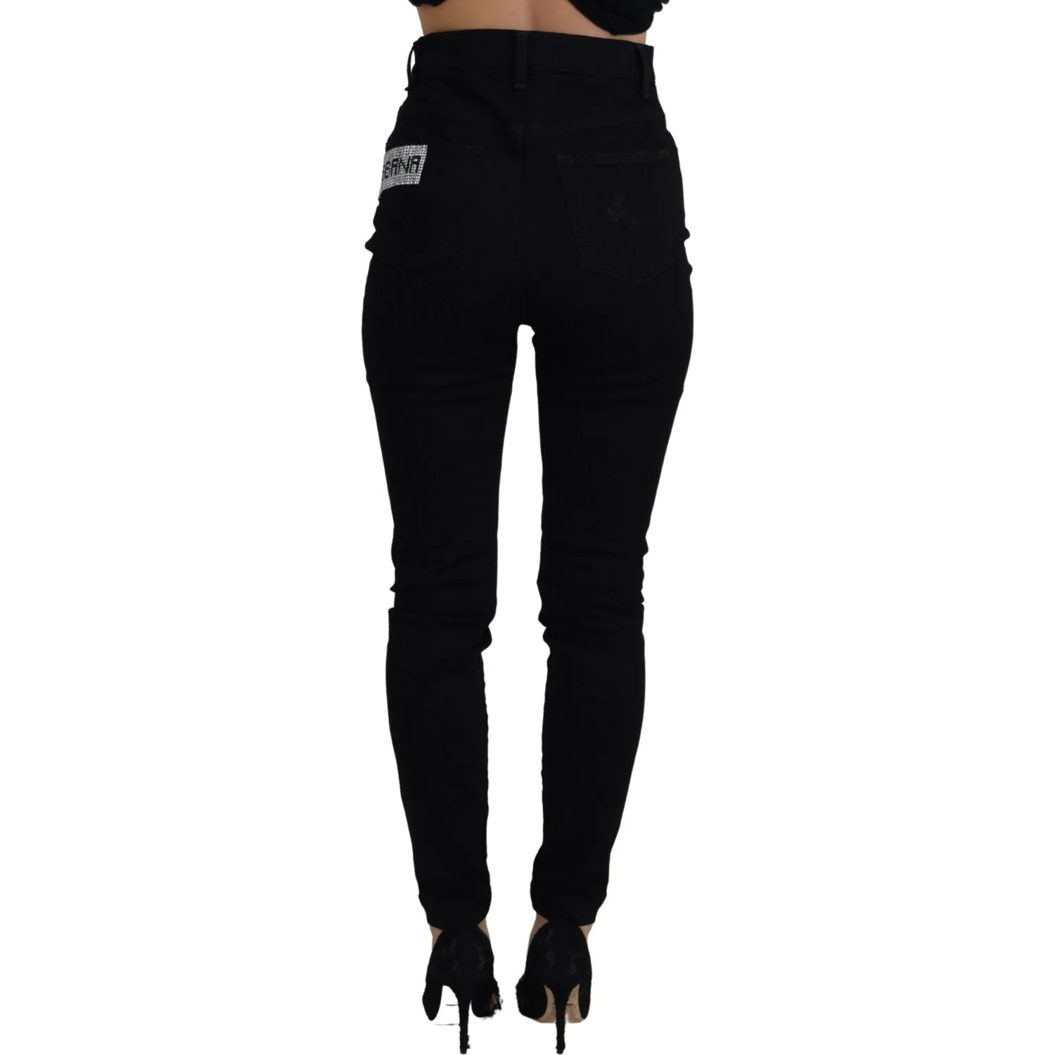 Dolce & Gabbana Chic High Waist Slim Fit Black Jeans