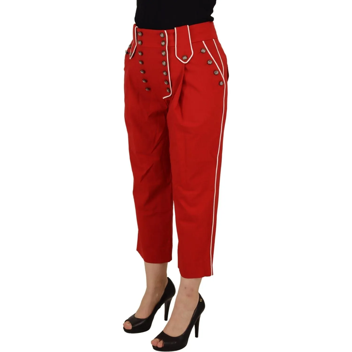 Dolce & Gabbana Elegant Red High-Waist Cropped Pants