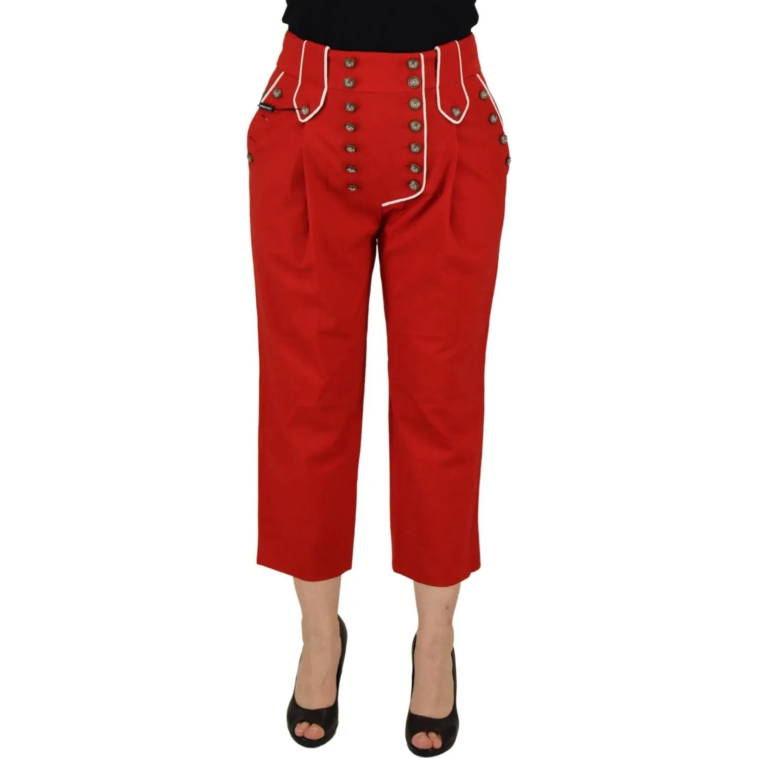 Dolce & Gabbana Elegant Red High-Waist Cropped Pants