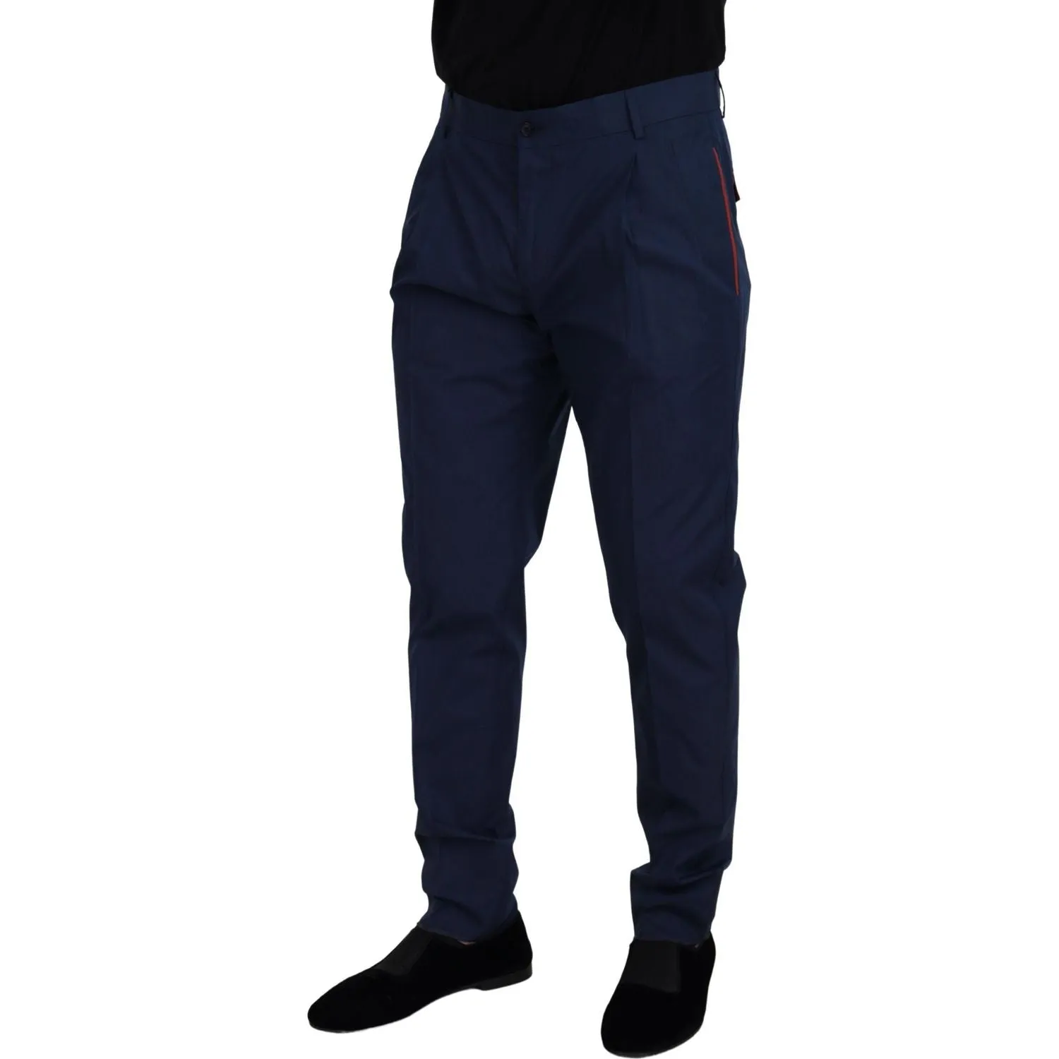 Dolce & Gabbana Elegant Slim Fit Chinos in Blue Silk Blend