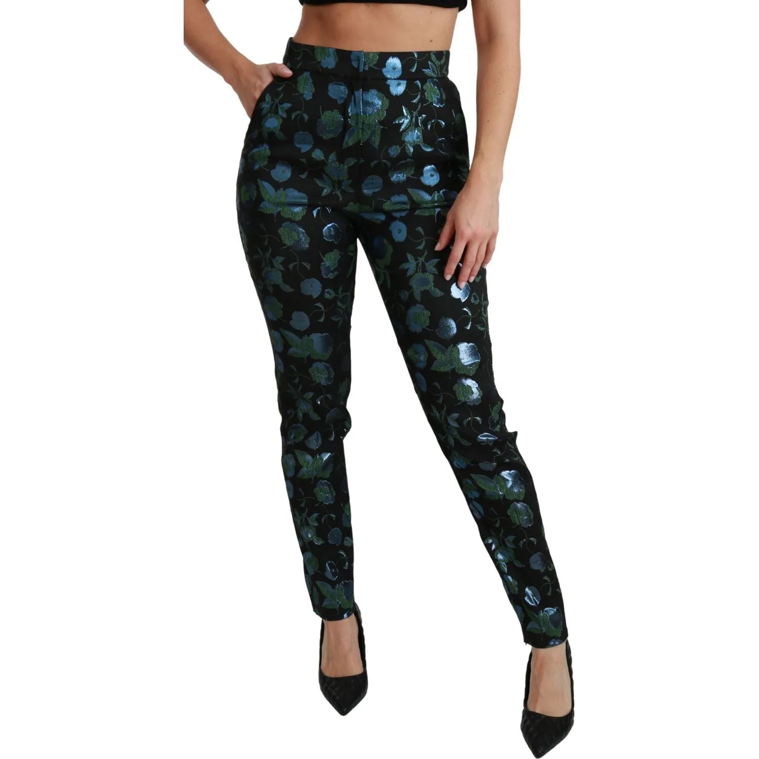 Dolce & Gabbana Floral High Waist Skinny Trousers