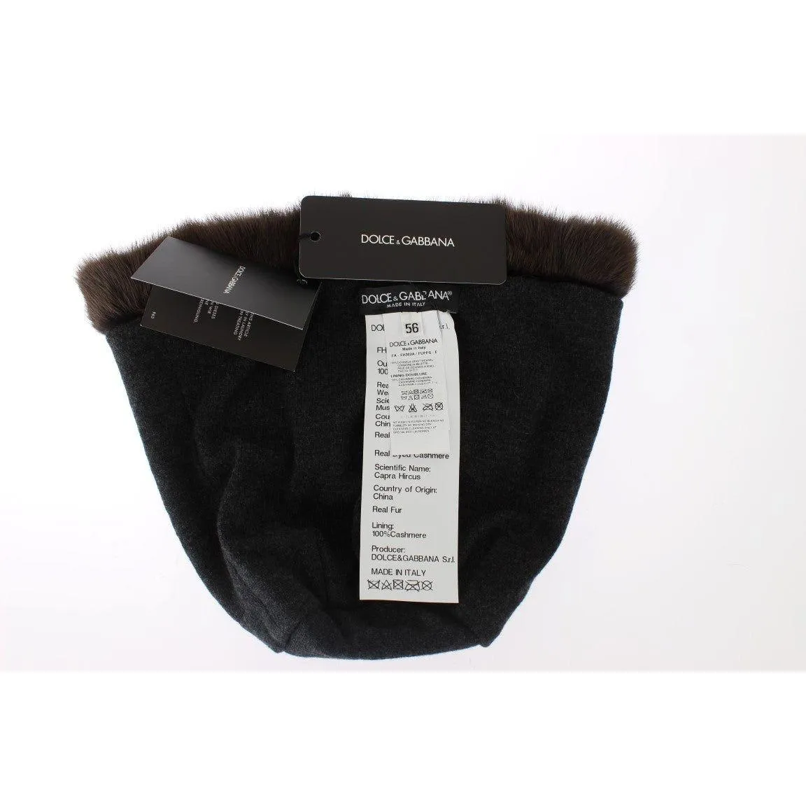 Dolce & Gabbana Luxurious Brown Weasel Fur Beanie