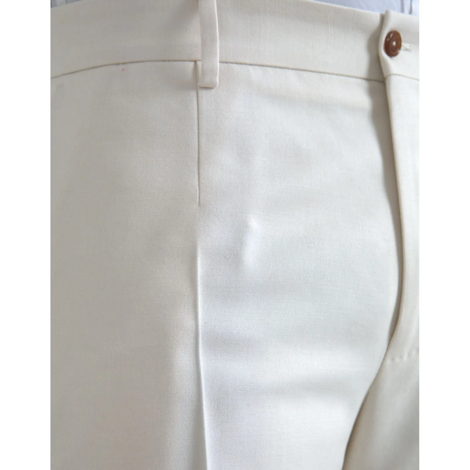 Dolce & Gabbana White Wool Wide Leg Mid Waist Pants