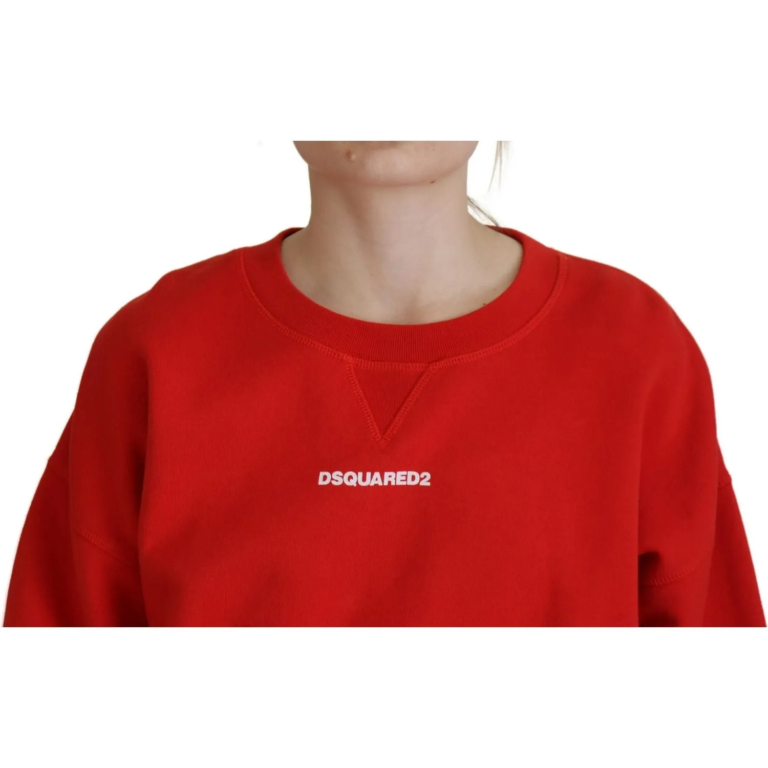 Dsquared² Red Logo Print Women Crew Neck Long Sleeve Sweater