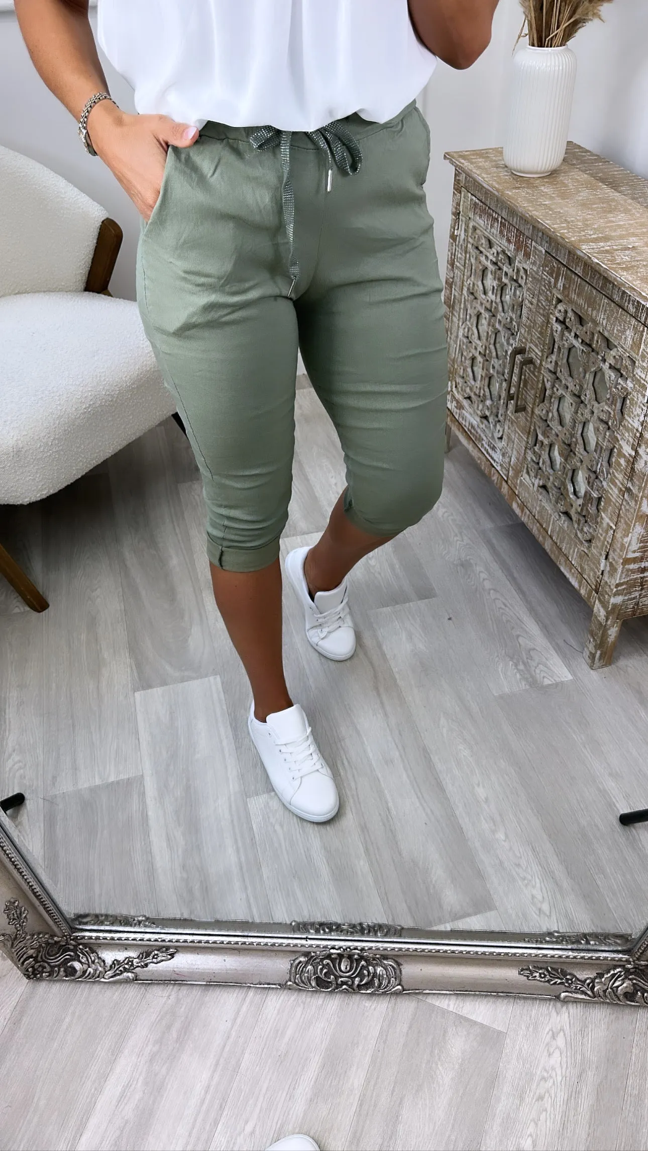 Edwina Green Crop Chino Joggers