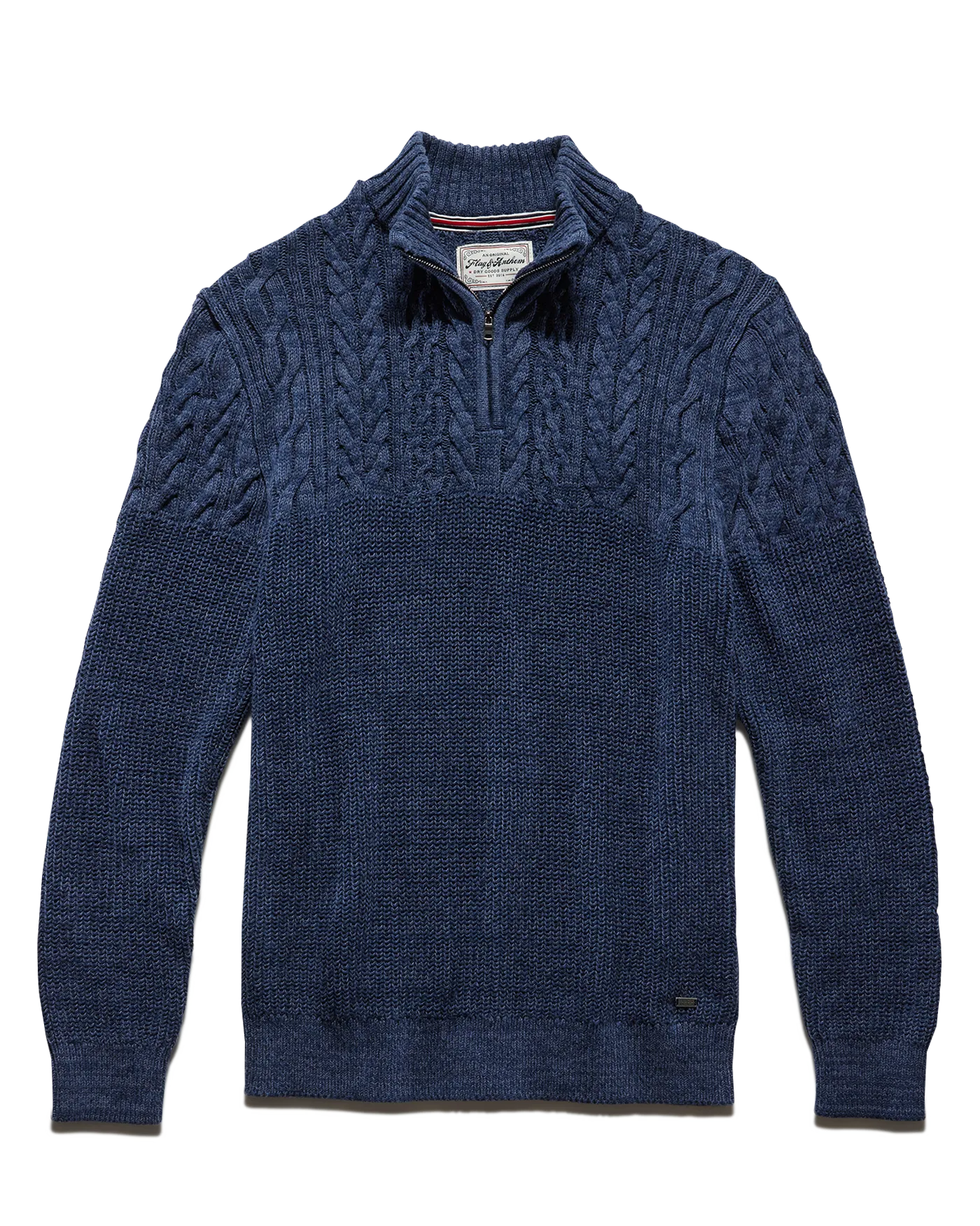 ELKTON CABLE BLOCKED 1/4-ZIP SWEATER