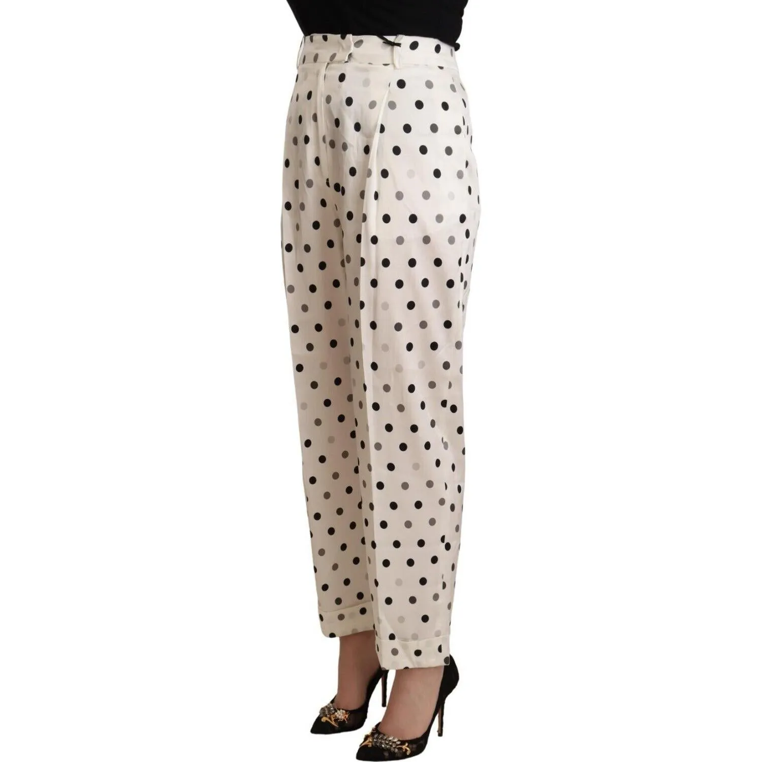 Ermanno Scervino Chic High Waist Polka Dotted Tapered Pants