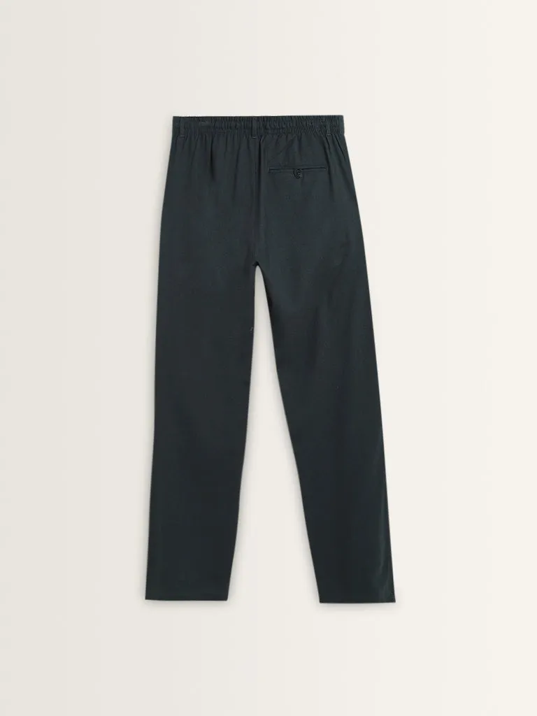 ETA Dark Teal Relaxed-Fit Mid-Rise Cotton Chinos