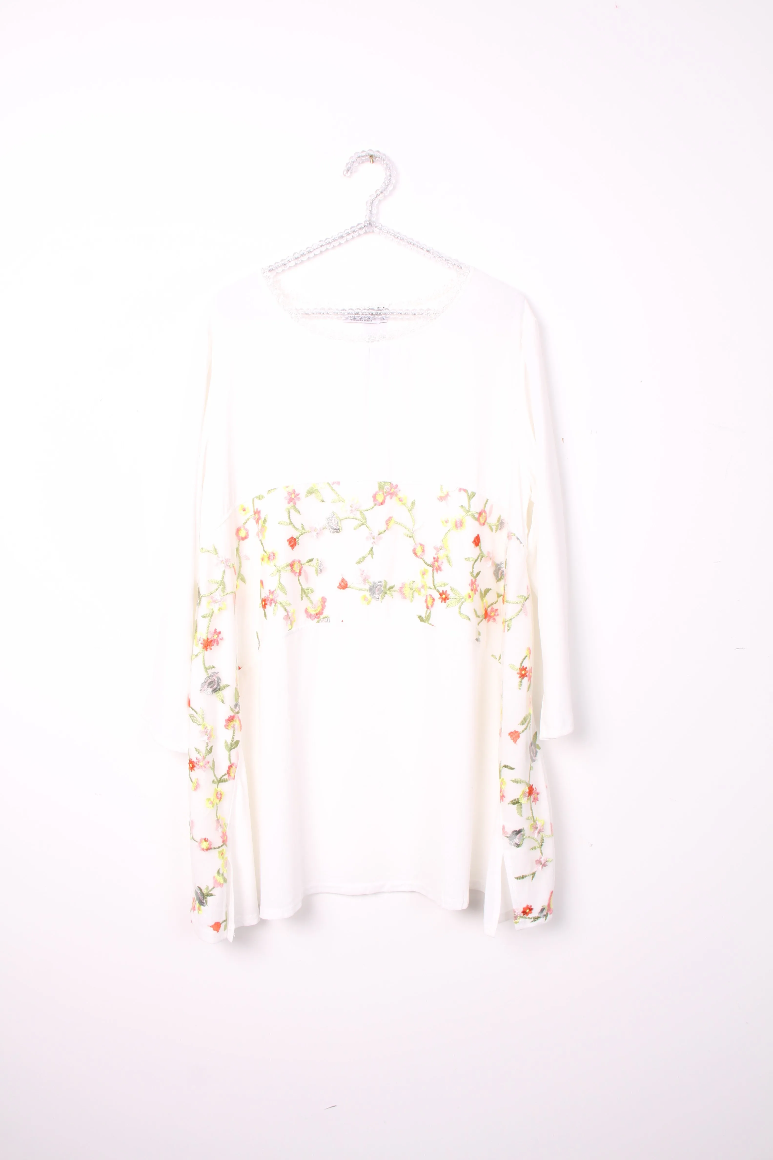 Floral Embroidered front panel Floaty Top