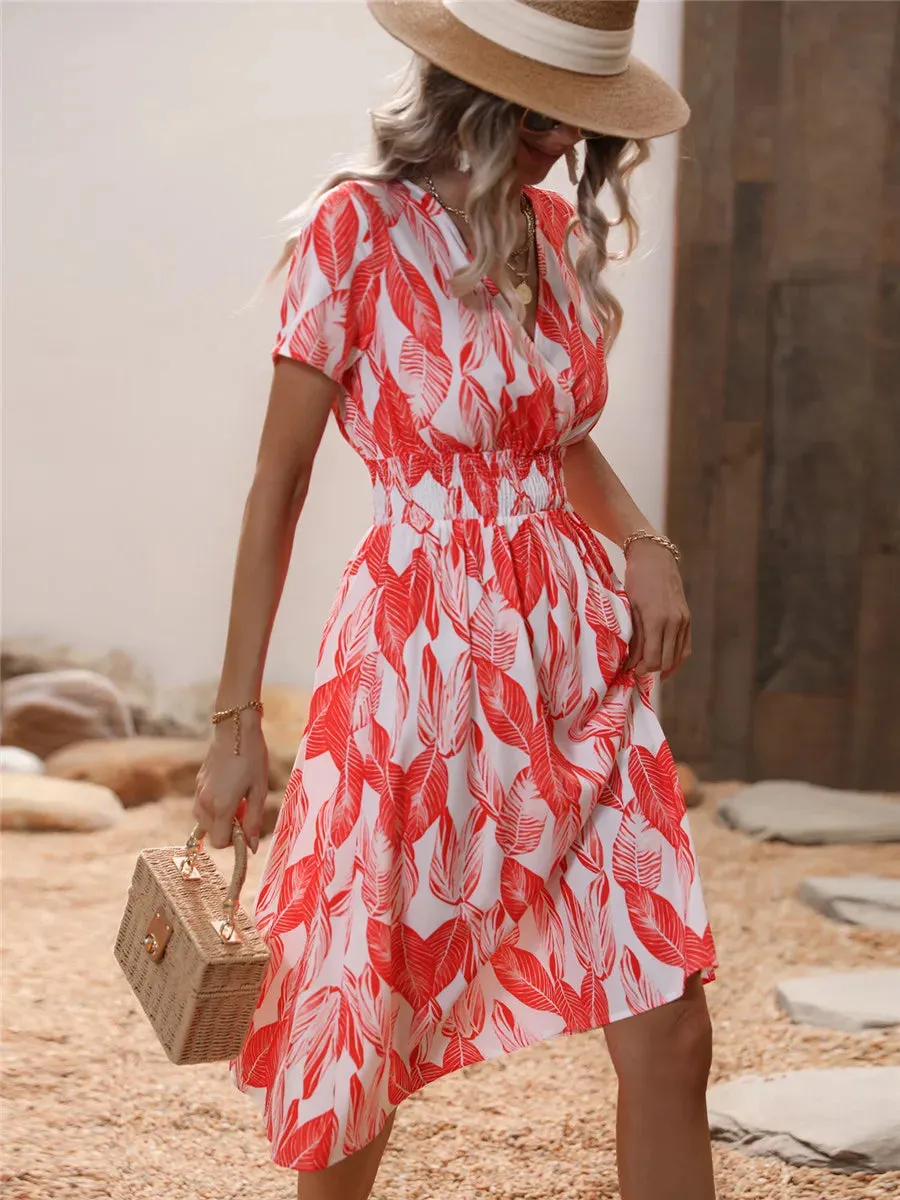 Floral Holiday Sleeveless Summer Midi Dress for Women