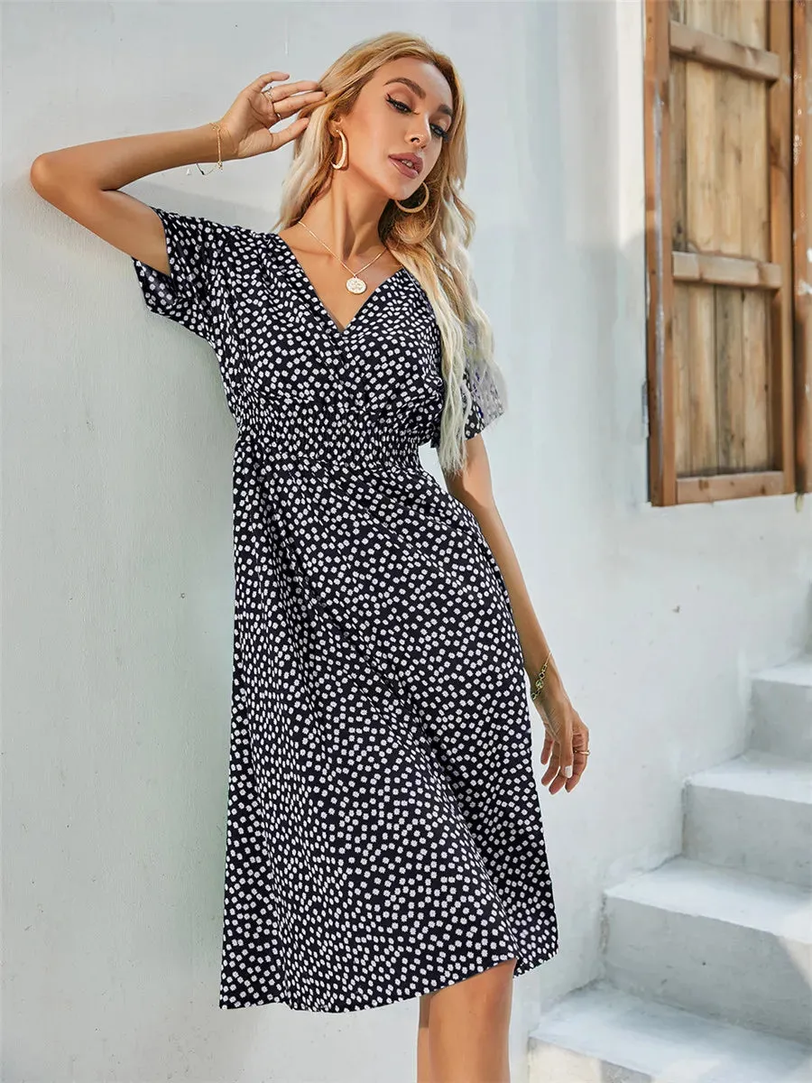 Floral Sleeveless Gray Midi Dress for Women - Chic Fashionable Holiday Summer