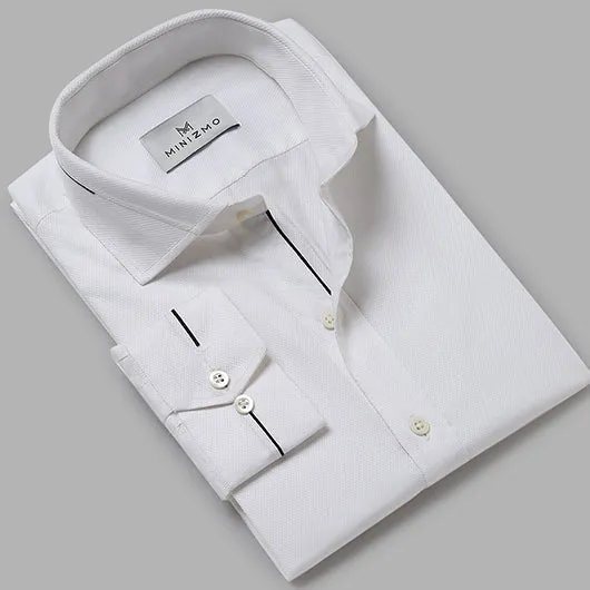 Floyd White Cotton Shirt With Black Detailing