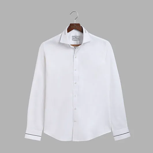 Floyd White Cotton Shirt With Black Detailing