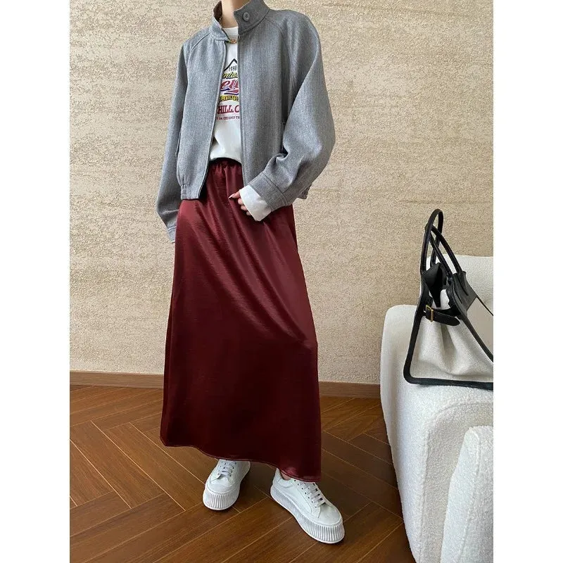 Flytonn-Fall Outfits Women Standing Collar Crop Jacket 2024  Autumn Stand Neck Coat