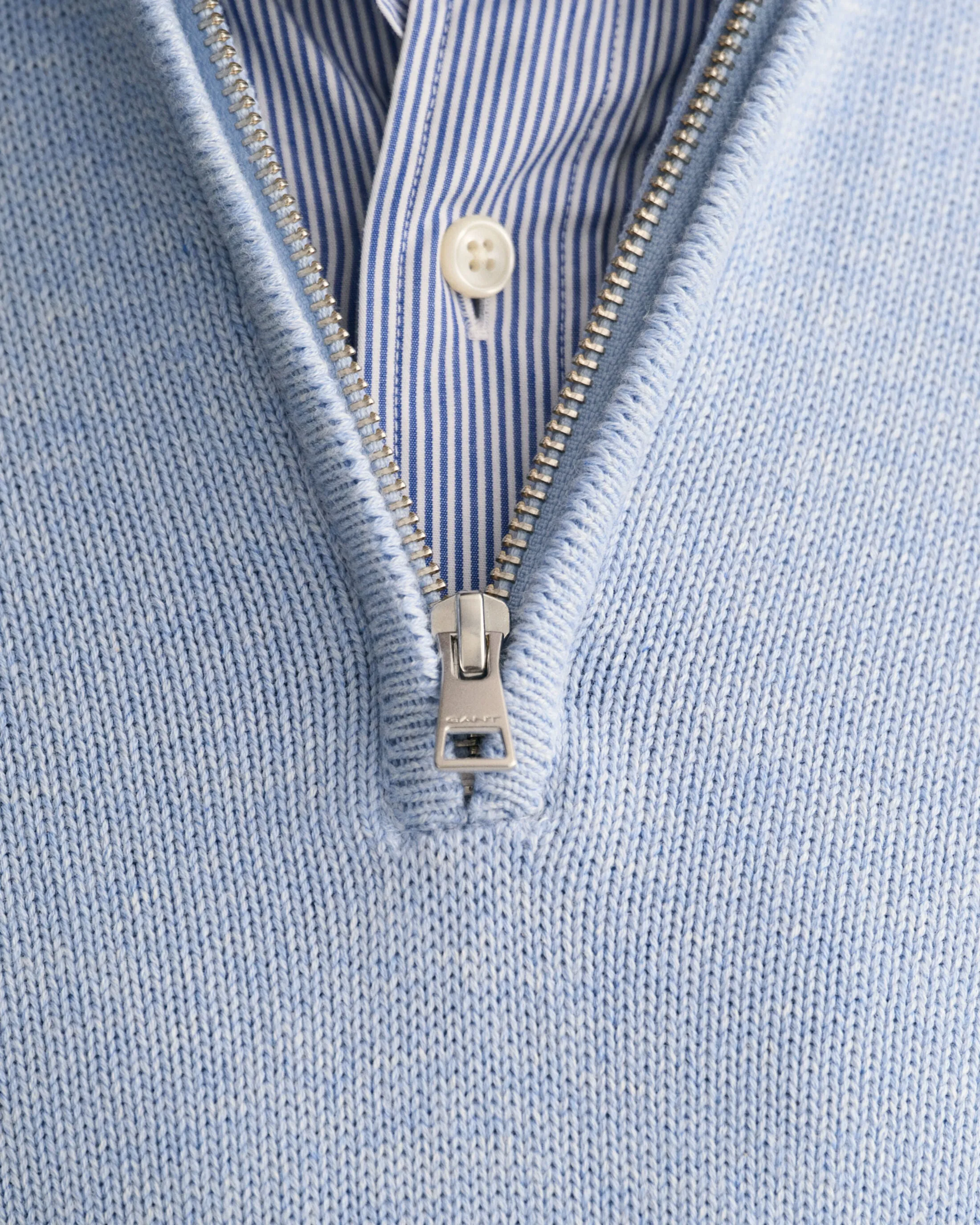 GANT - Casual Cotton Half-Zip, LT Blue Melange