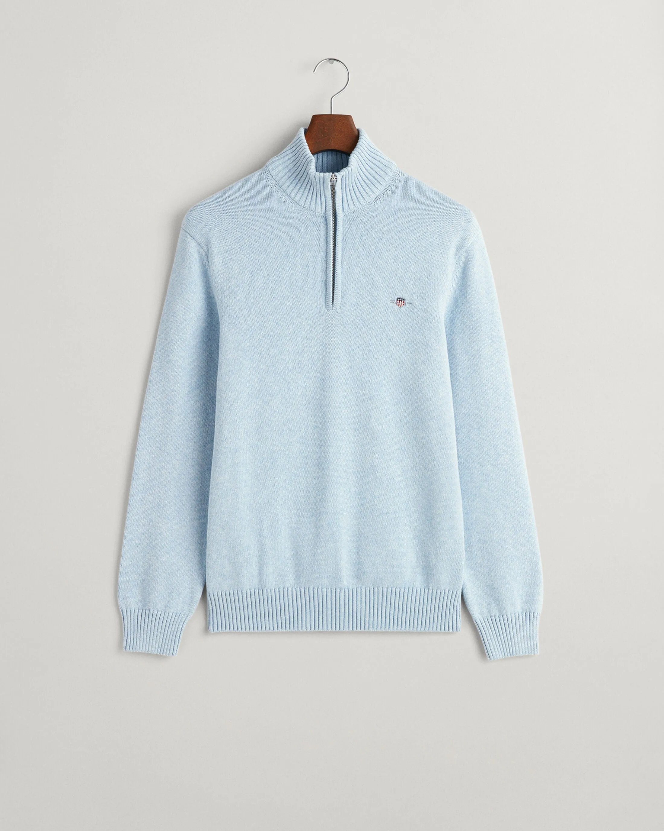 GANT - Casual Cotton Half-Zip, LT Blue Melange