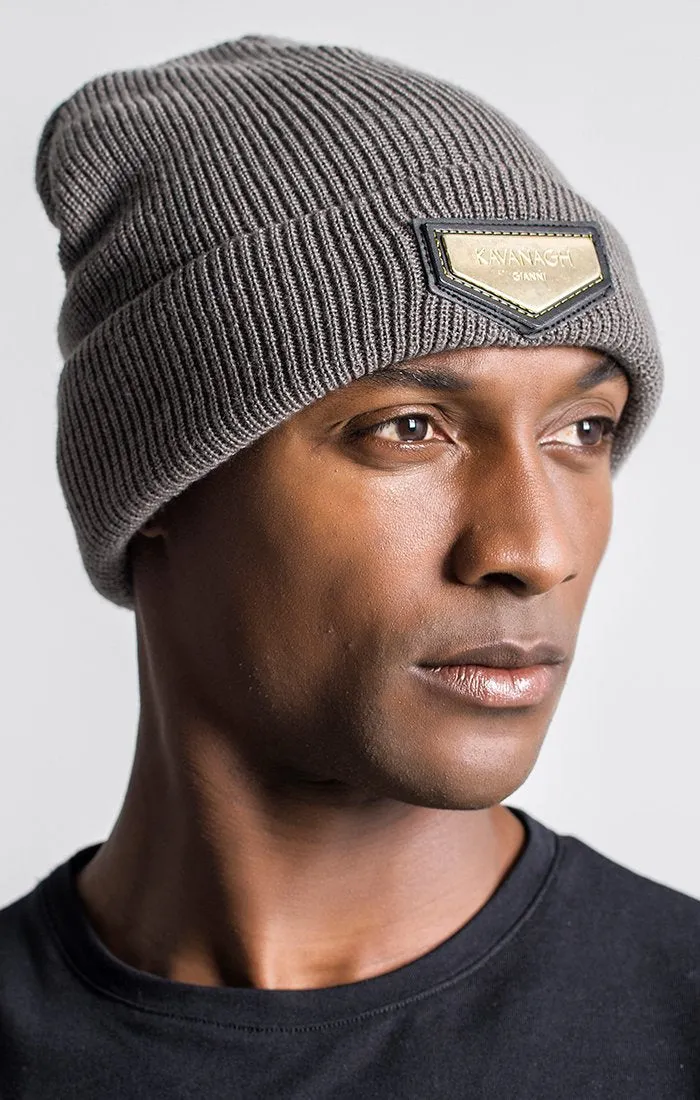 Grey Beanie With Gold GK Plaque