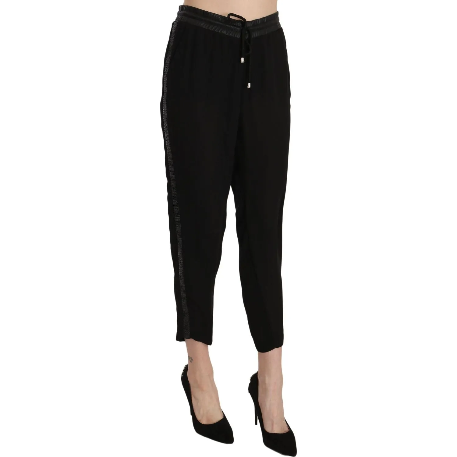 Guess Chic High Waist Cropped Pants in Elegant Black