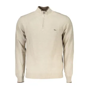 Harmont & Blaine Beige Half-Zip Sweater with Embroidery Detail