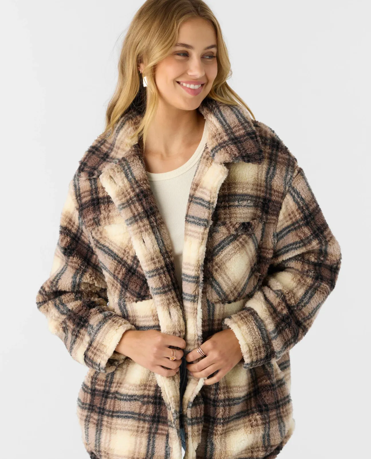 Heath Plaid Fleece Jacket - Brown