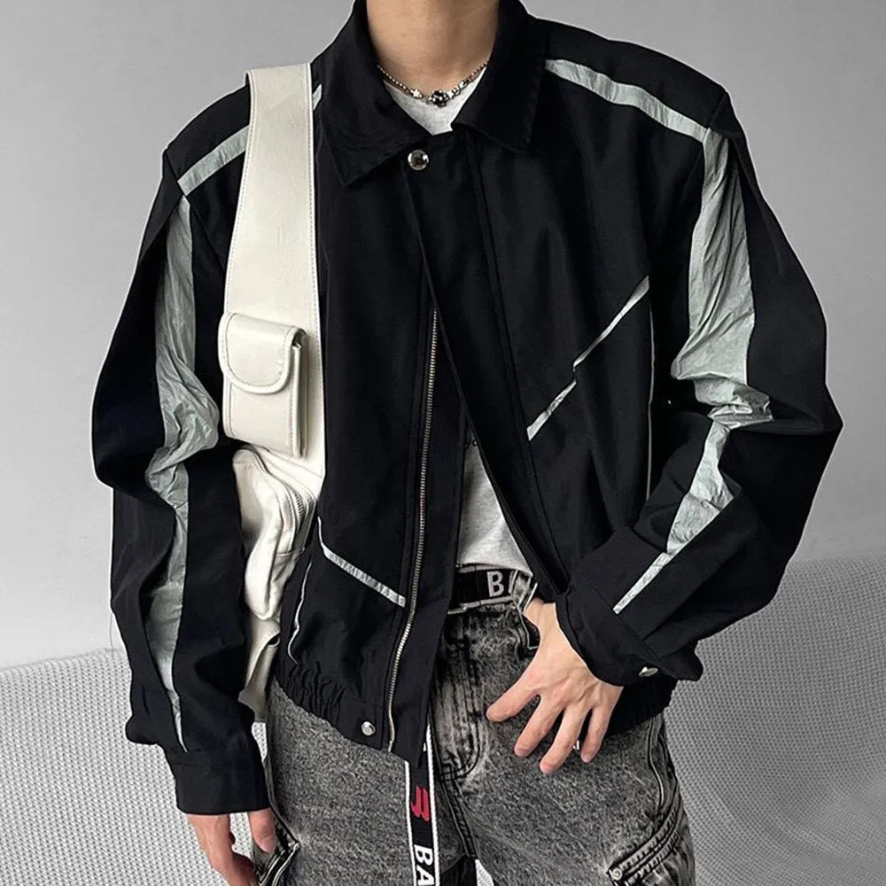 High Street Y2k Streetwear Men Contrast Jacket Top Fashion Trend Functional Assault Jackets Neutral Original Design Zipper Coat