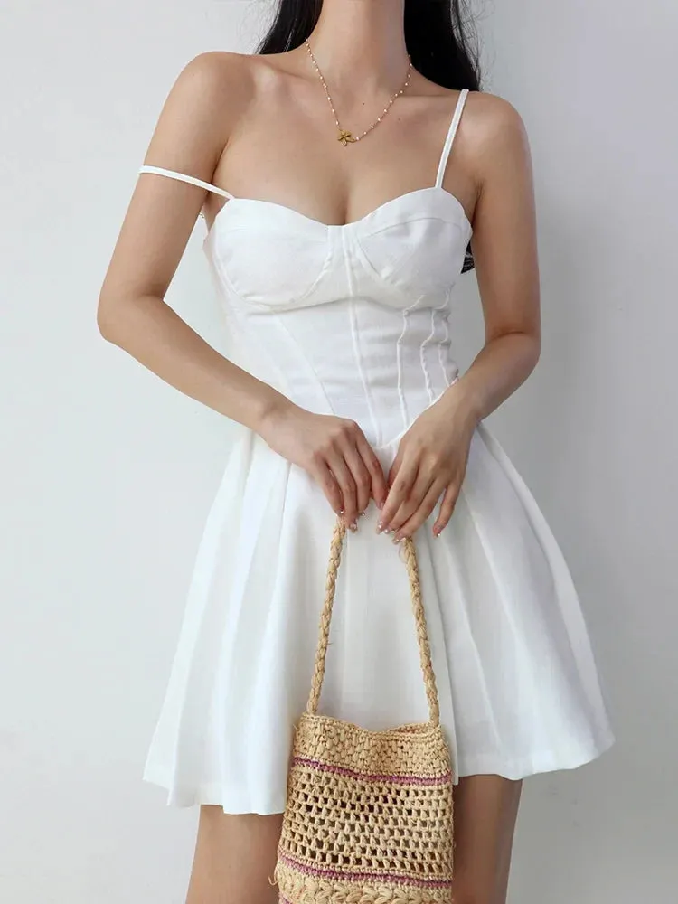 Holiday Style Sling Waistband Princess Fashion Sleeveless Sweet Slimming Dress