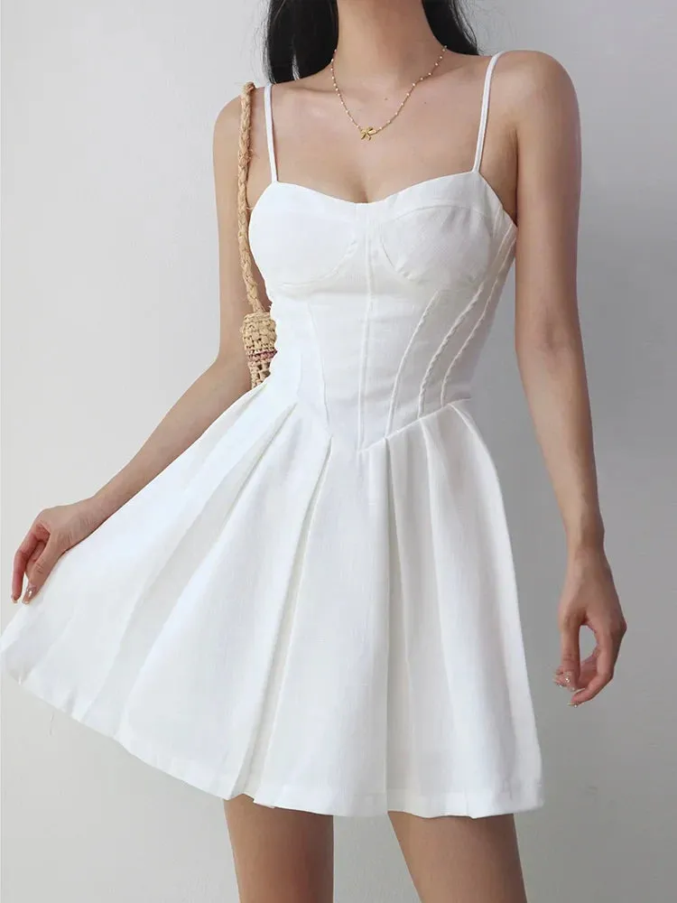 Holiday Style Sling Waistband Princess Fashion Sleeveless Sweet Slimming Dress