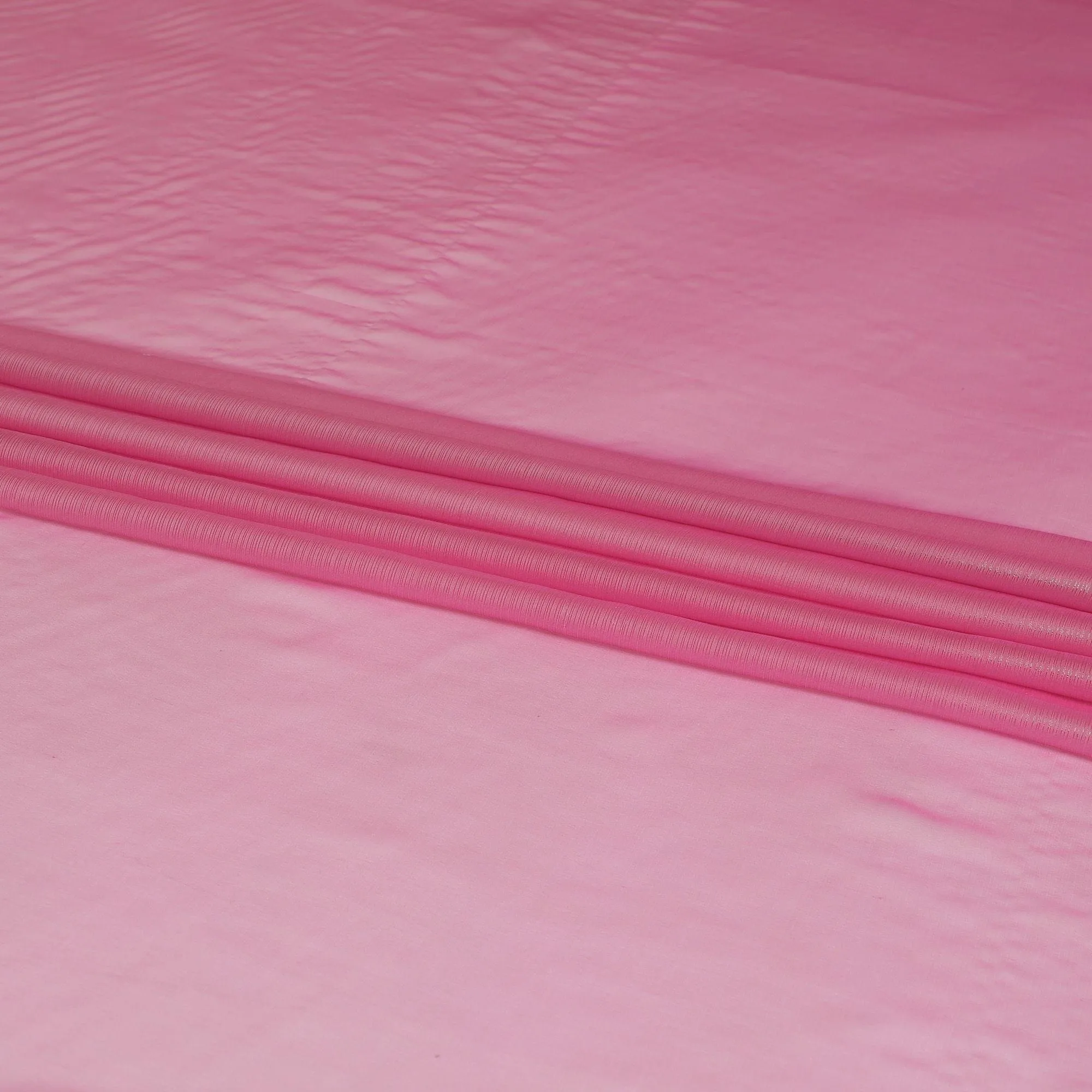 Hot pink plain French lame silk chiffon fabric with shiny finish-D6480