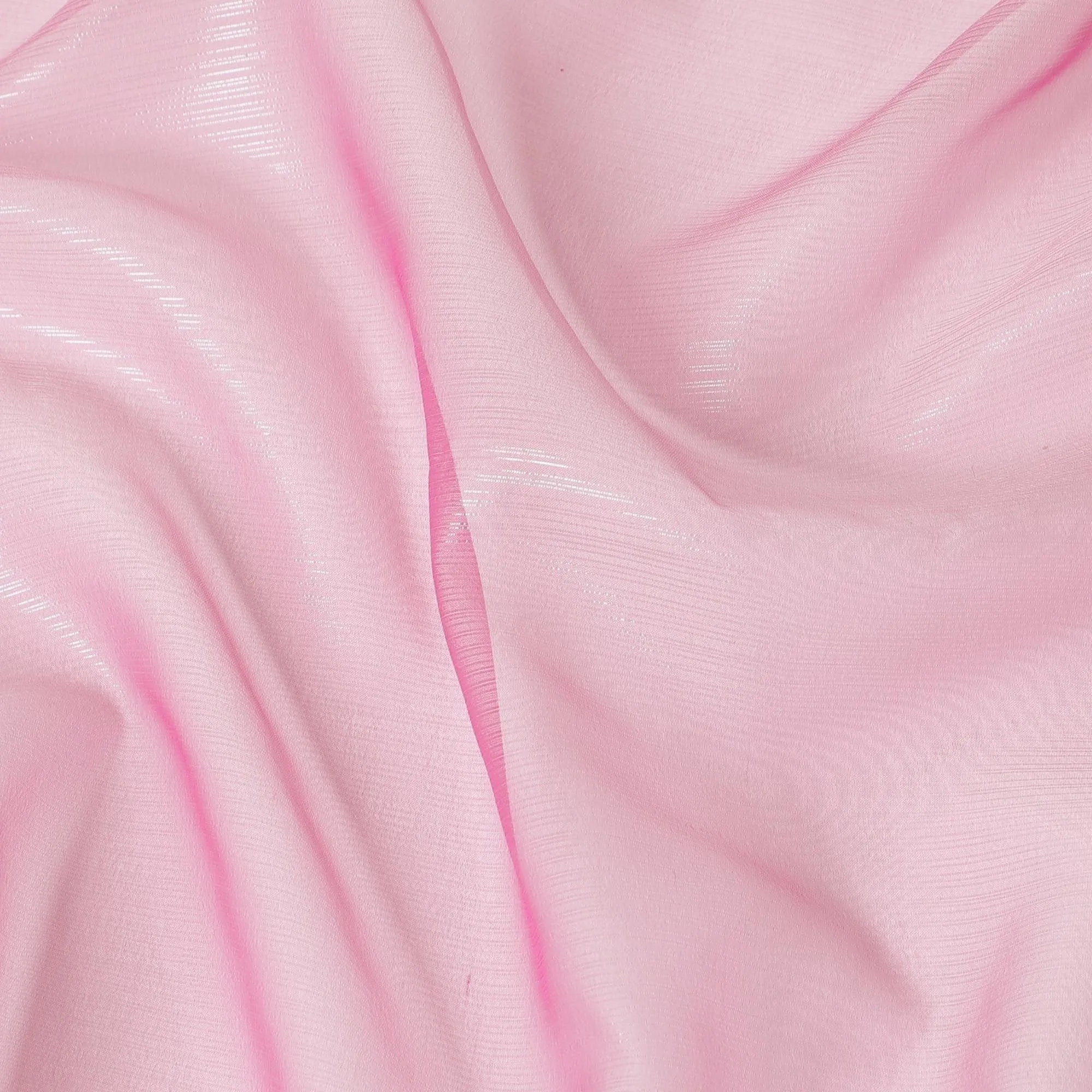 Hot pink plain French lame silk chiffon fabric with shiny finish-D6480